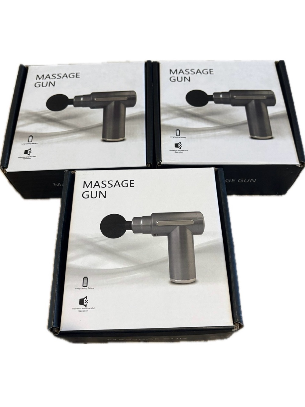 NWT 3pcs Massage Gun Percussion Massager - Gray with 4 Heads